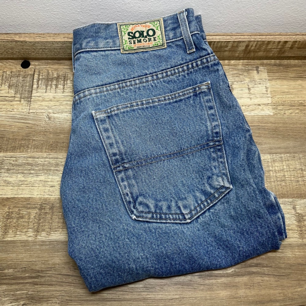 Solo Semore Mens Vintage Denim Shorts Blue Size 32 Made in USA Relaxed Fit Jorts